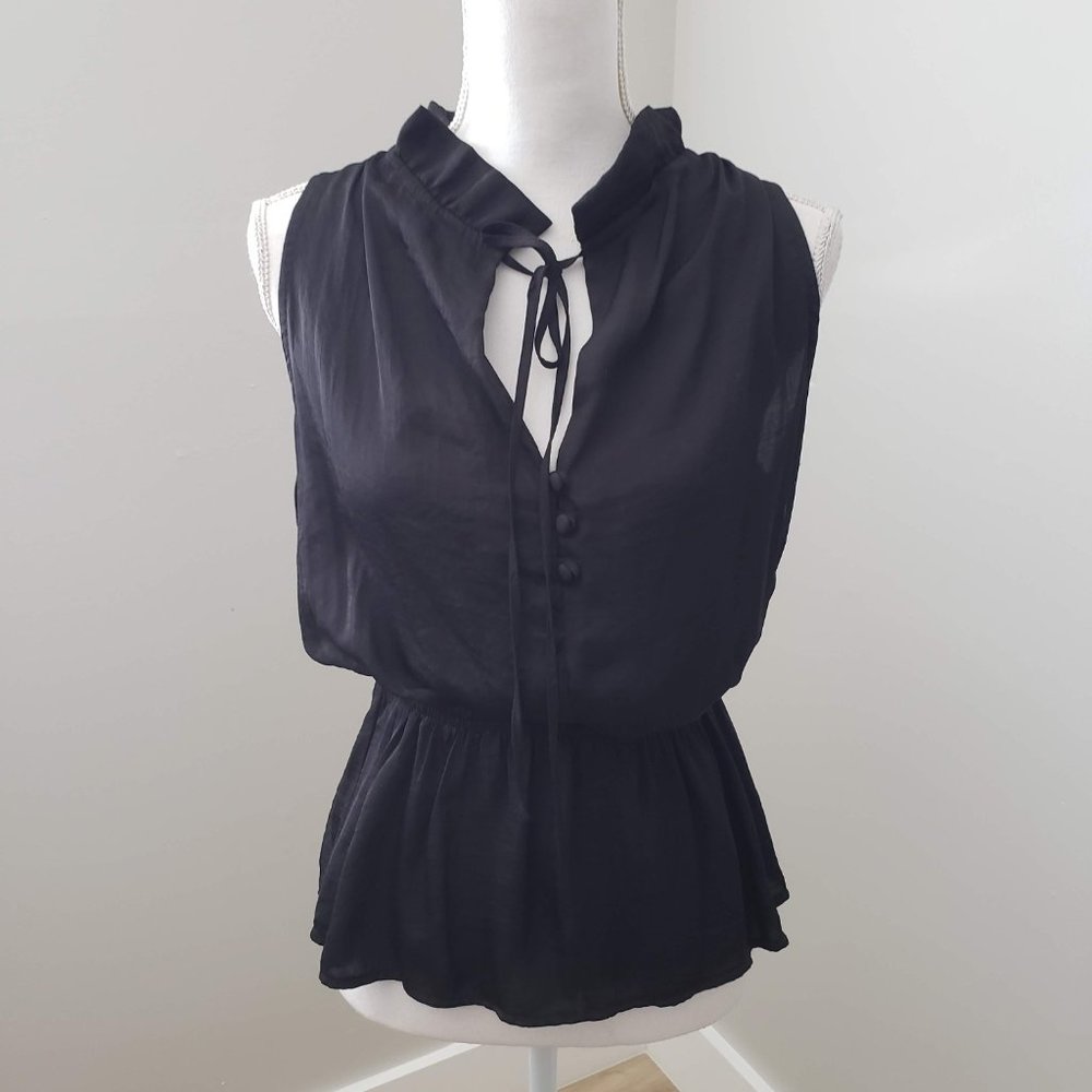 Romeo & Juliet Couture Sleeveless Frill Blouse Black Size Small - Picture 10 of 10
